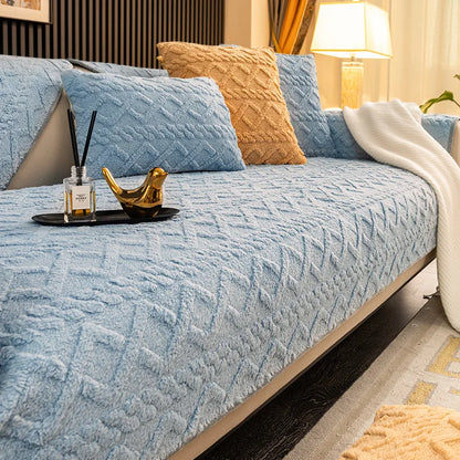 Living Room Sofa Cover Plush Couch Cover Nordic Sofa Cushion Non-Slip Sofa Towel L-Shaped Sofa Protective Case