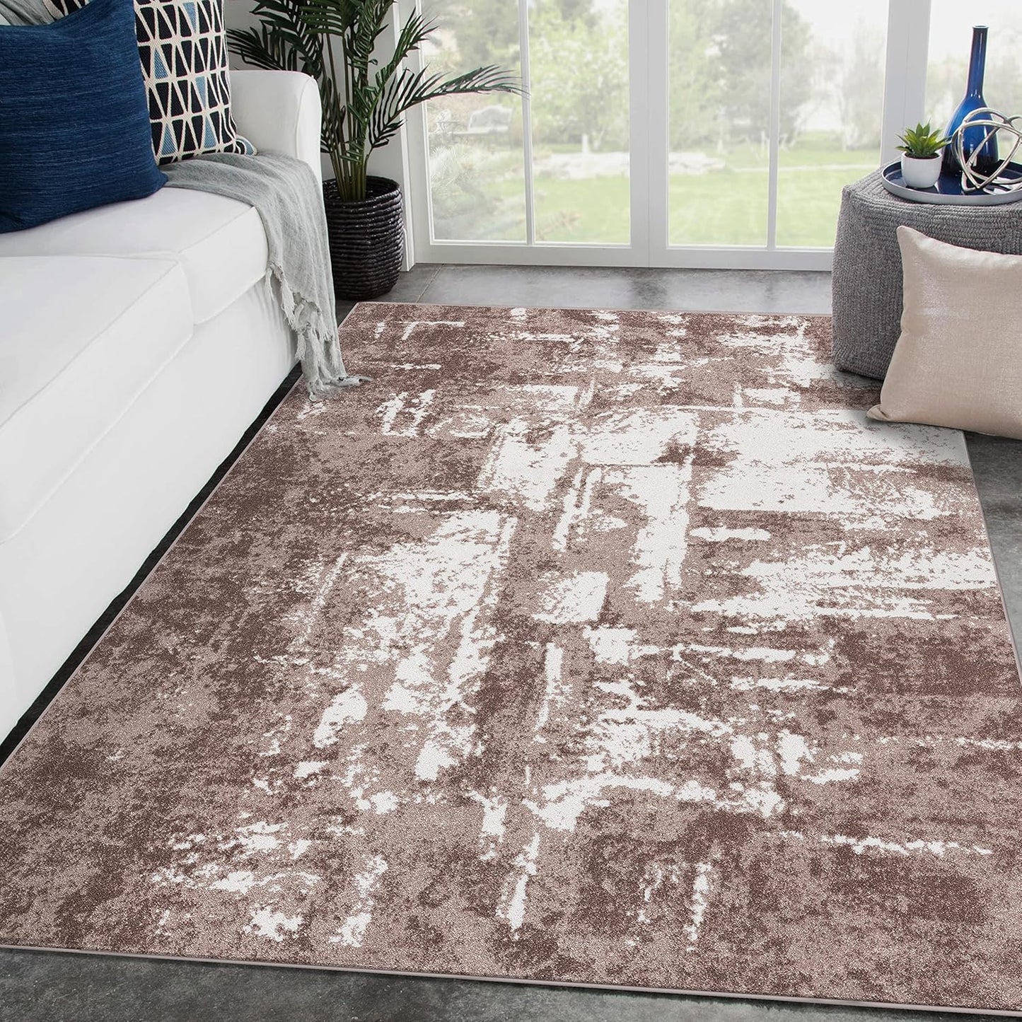 Hampstead Abstract Area Rug - Medium Pile, Modern Area Rug, Beige / 8 X 10