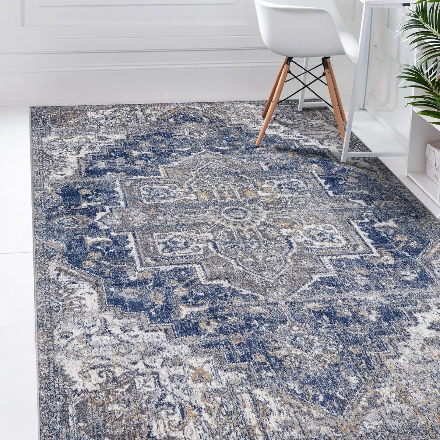 Hampstead Oriental Yellow with Blue 8X10 Area Rug 5623