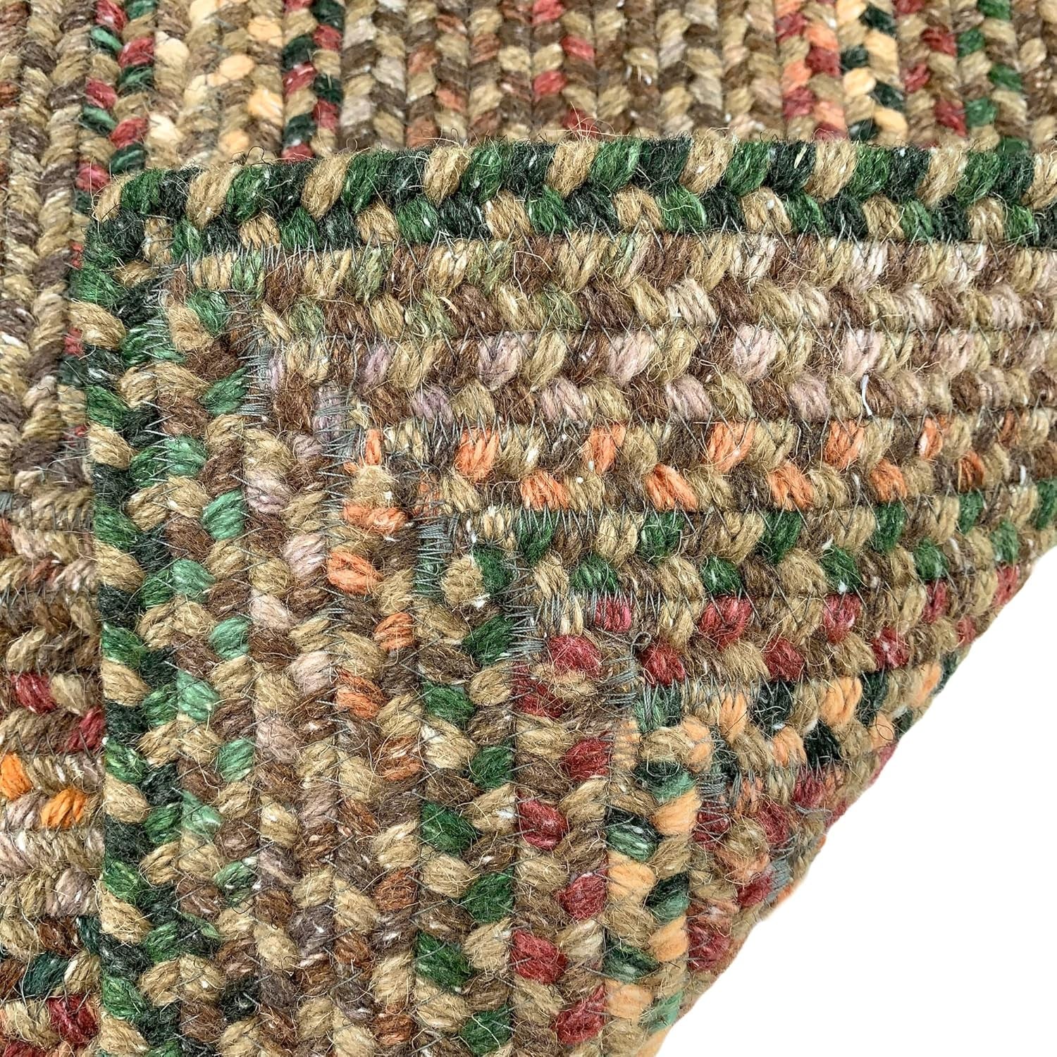 American Heritage Tan Multi 7' 0" X 9' 0" Concentric Rectangle Braided Rug