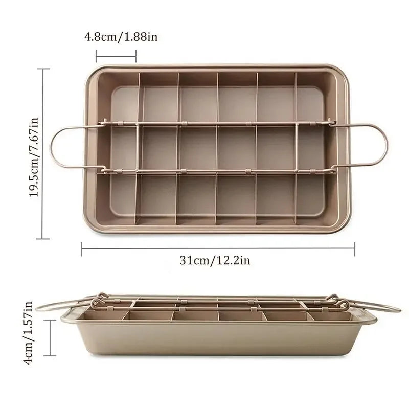 1Pc Baking Dishes Non-Stick Bakeware Square Brownie Pan Bread Cake Pans Lattice Chocolate Dessert Cake Mold Kitchen Baking Pan