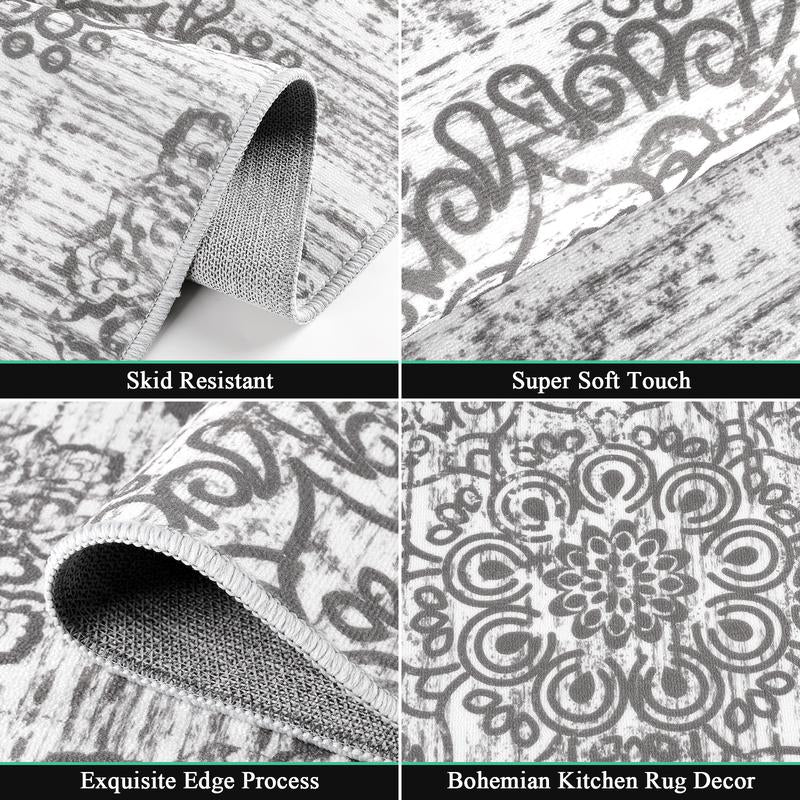 [Fallfreshness] HEBE Washable Farmhouse Kitchen Rugs Sets of 3 Non Slip Washable Kitchen Rugs and Mats Boho Kitchen Mats for Floor Kitchen Runner Rug Kitchen Carpet Rug Runner for Hallways Kitchen Laundry