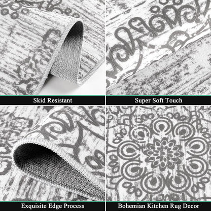 [Fallfreshness] HEBE Washable Farmhouse Kitchen Rugs Sets of 3 Non Slip Washable Kitchen Rugs and Mats Boho Kitchen Mats for Floor Kitchen Runner Rug Kitchen Carpet Rug Runner for Hallways Kitchen Laundry