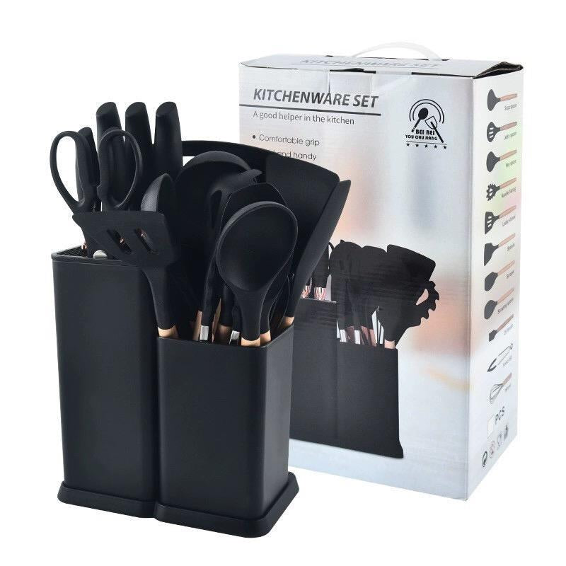 Kitchen Utensils Set, 19Pcs/Set Silicone Kitchen Utensils Set, Household Cutting Cooking Utensils Set, Home Kitchen Supplies