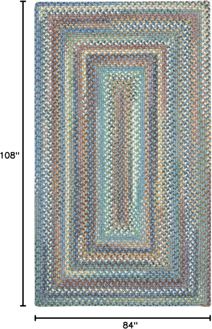 American Heritage Legacy Blue 7' 0" X 9' 0" Concentric Rectangle Braided Rug