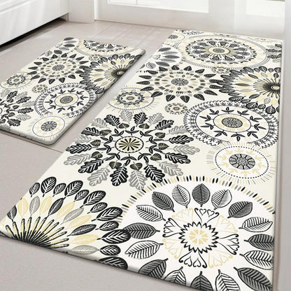 [Fallfreshness] HEBE anti Fatigue Kitchen Rug Sets 2 Piece Non Slip Kitchen Mats for Floor Cushioned Kitchen Rugs and Mats Waterproof Comfort Standing Mat Runner for Kitchen, Home Office, Sink, Laundry