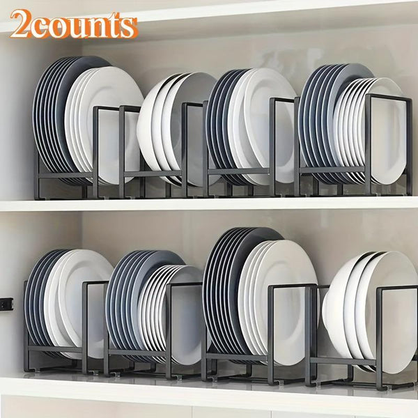 Stainless Steel Dish Rack, 2 Counts/Set Space Saving Vertical Plate Holder, Kitchen Storage Rack, Kitchen Cabinet Organizers, Kitchen Organizer for Plates, Cutting Boards, Pot Lids, Kitchen Utensils Holder, Kitchen Organization