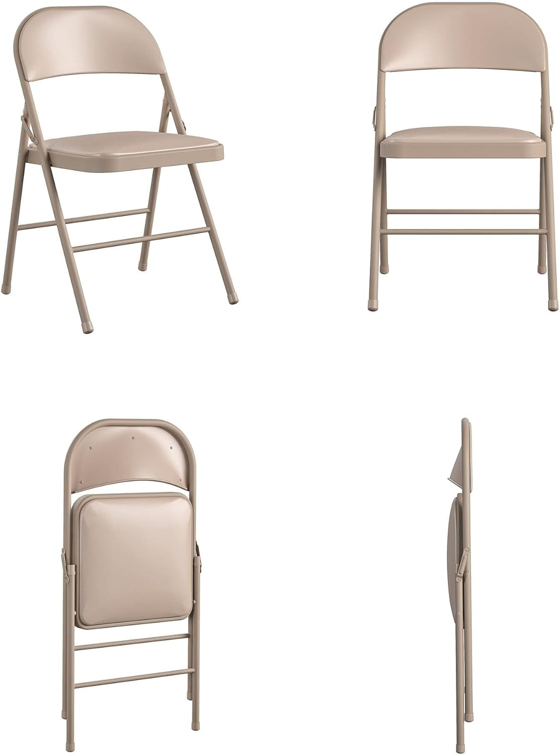 Vinyl Folding Chair, 4 Pack, Antique Linen