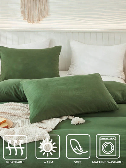 Army Green Duvet Cover Set Twin Queen King Size Boho Farmhouse Bedding Set 3 Pcs Super Soft Breathable Microfiber Duvet Cover 1 Duvet Cover with Zipper 2 Pillowcases No Comforter Gifts for Women&Men School Bedding