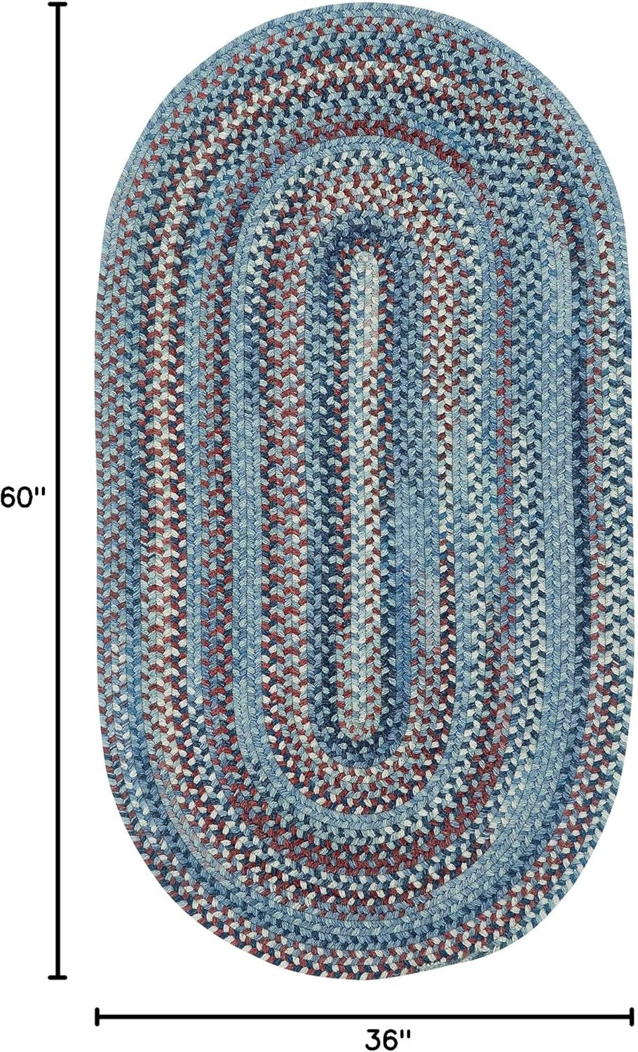 American Heritage Barn Blue 3' 0" X 5' 0" Oval Braided Rug