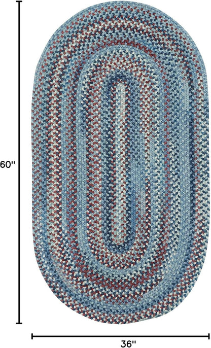 American Heritage Barn Blue 3' 0" X 5' 0" Oval Braided Rug