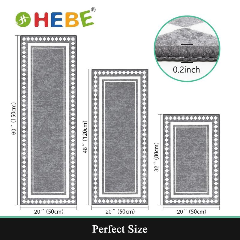 [Fallfreshness] HEBE Washable Farmhouse Kitchen Rugs Sets of 3 Non Slip Washable Kitchen Rugs and Mats Boho Kitchen Mats for Floor Kitchen Runner Rug Kitchen Carpet Rug Runner for Hallways Kitchen Laundry