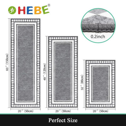 [Fallfreshness] HEBE Washable Farmhouse Kitchen Rugs Sets of 3 Non Slip Washable Kitchen Rugs and Mats Boho Kitchen Mats for Floor Kitchen Runner Rug Kitchen Carpet Rug Runner for Hallways Kitchen Laundry
