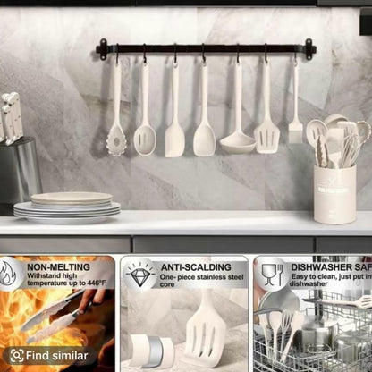 Silicone Cooking Utensils Set - 22 Pcs Heat Resistant Tools for Nonstick Cookware, Dishwasher Safe Kitchen Utensils Gadgets