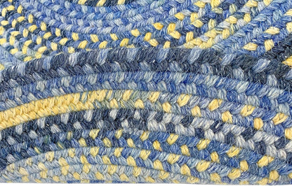 American Heritage Blue Yellow 0' 24" X 0' 48" Oval Braided Rug