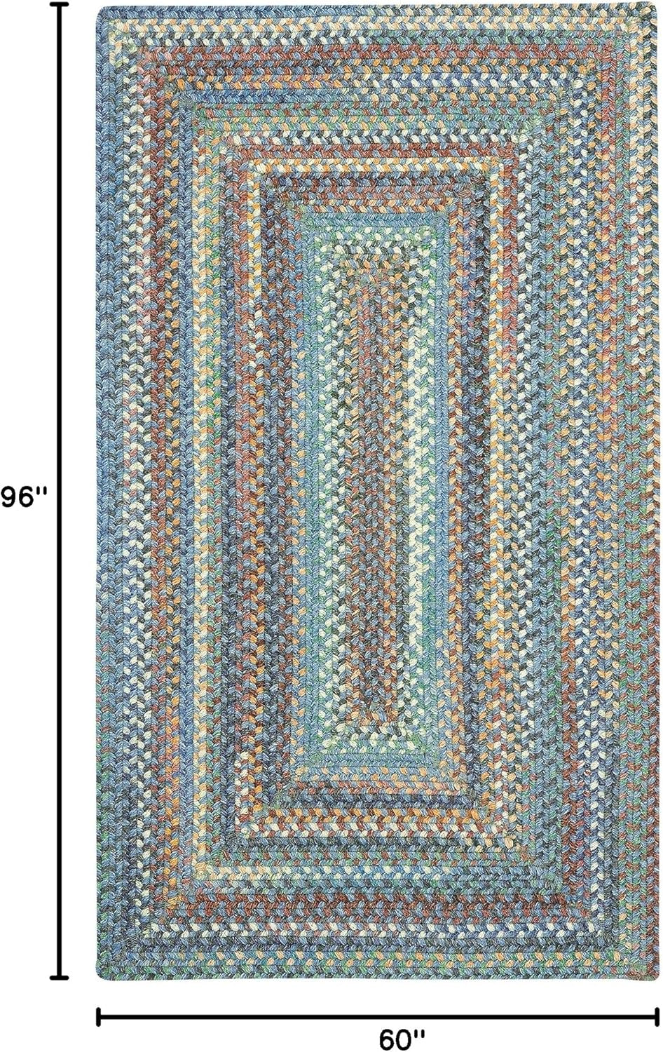 American Heritage Legacy Blue 5' 0" X 8' 0" Concentric Rectangle Braided Rug