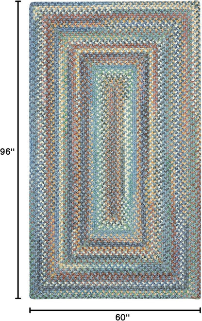 American Heritage Legacy Blue 5' 0" X 8' 0" Concentric Rectangle Braided Rug