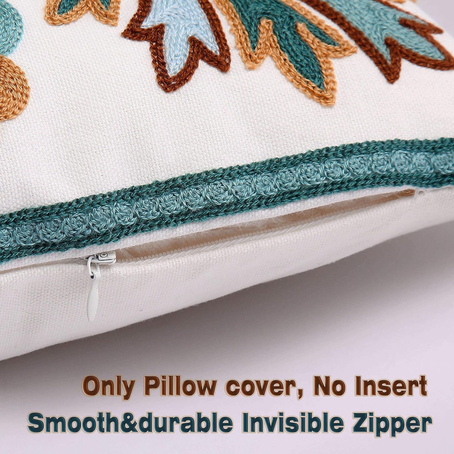 Onelsong Decorative Pillow Covers for Couch Living Room 18X18 Inches Set of 2 Embroidery Square Boho Throw Pillows Cover for Sofa Chair Bed