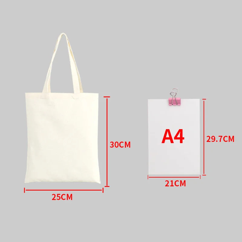 Large Capacity Canvas Shopping Bags DIY Painting Pattern Handbag Folding Eco-Friendly Cotton Tote Bags