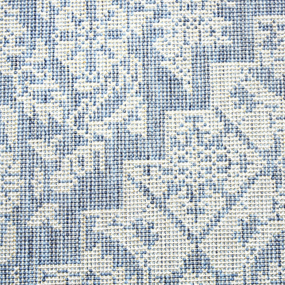 Patio Country Dahlia Transitional Medallion Indoor/Outdoor Area Rug, Blue/Grey, 7'9"X10'2"
