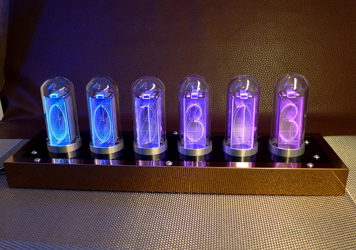 Led Pseudo Glow Tube Clock Retro Clock Atmosphere Lamp Luminous Clock Alarm Clock Living Room Decoration Gift