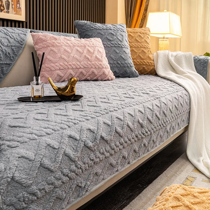 Living Room Sofa Cover Plush Couch Cover Nordic Sofa Cushion Non-Slip Sofa Towel L-Shaped Sofa Protective Case
