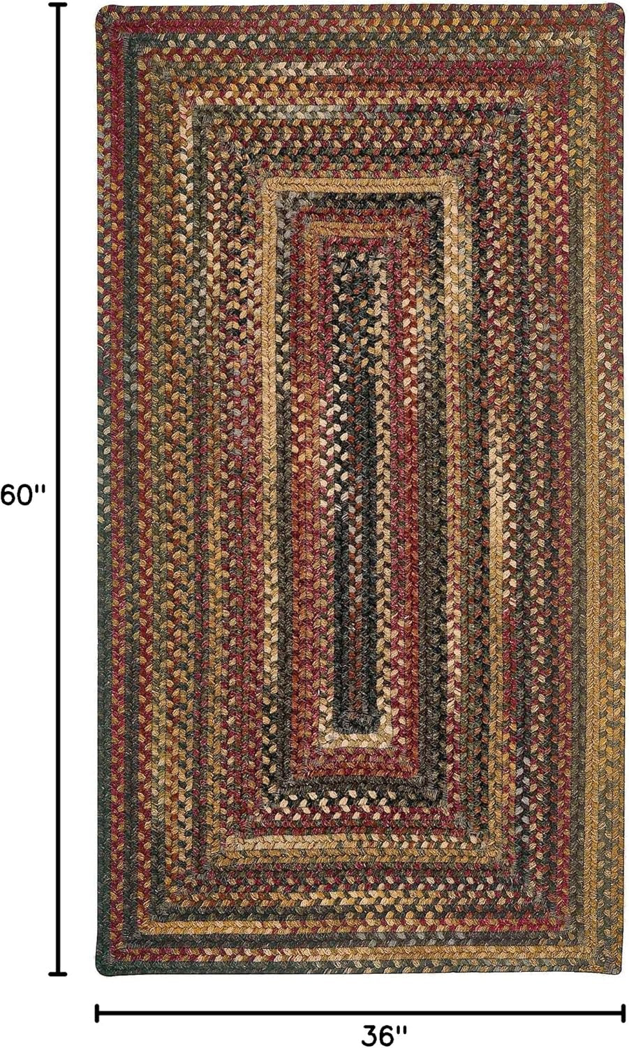 American Heritage Woodstone 3' 0" X 5' 0" Concentric Rectangle Braided Rug