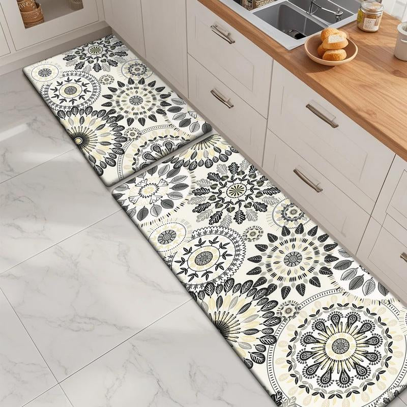 [Fallfreshness] HEBE anti Fatigue Kitchen Rug Sets 2 Piece Non Slip Kitchen Mats for Floor Cushioned Kitchen Rugs and Mats Waterproof Comfort Standing Mat Runner for Kitchen, Home Office, Sink, Laundry