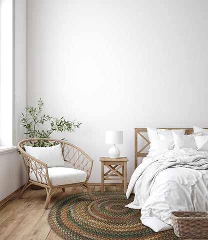 American Heritage Green Multi 7'0"X7'0" round Braided Rug