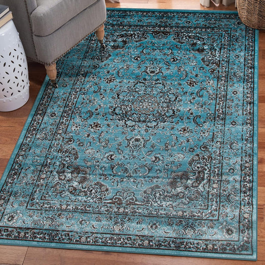 3212 Distressed Blue 5'2X7'2 Oriental Area Rug Carpet