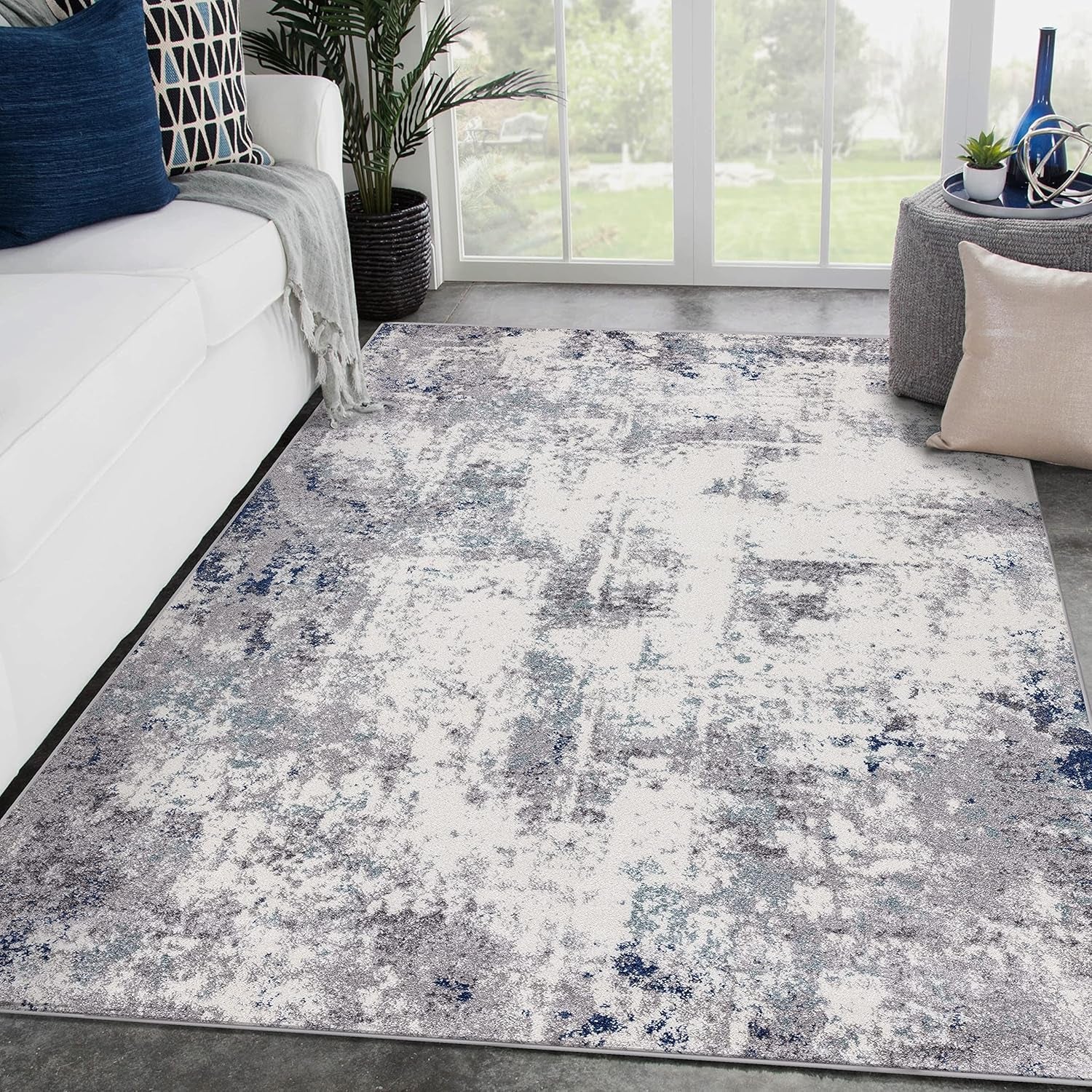 Hampstead Abstract Area Rug - Medium Pile, Modern Area Rug, Ivory / 8 X 10