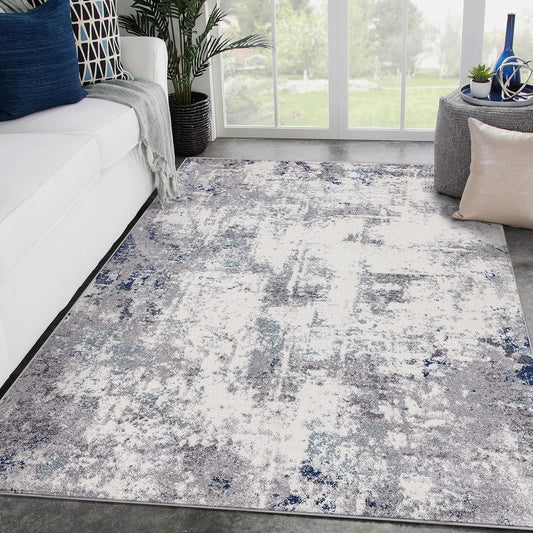 Hampstead Abstract Area Rug - Medium Pile, Modern Area Rug, Ivory / 8 X 10