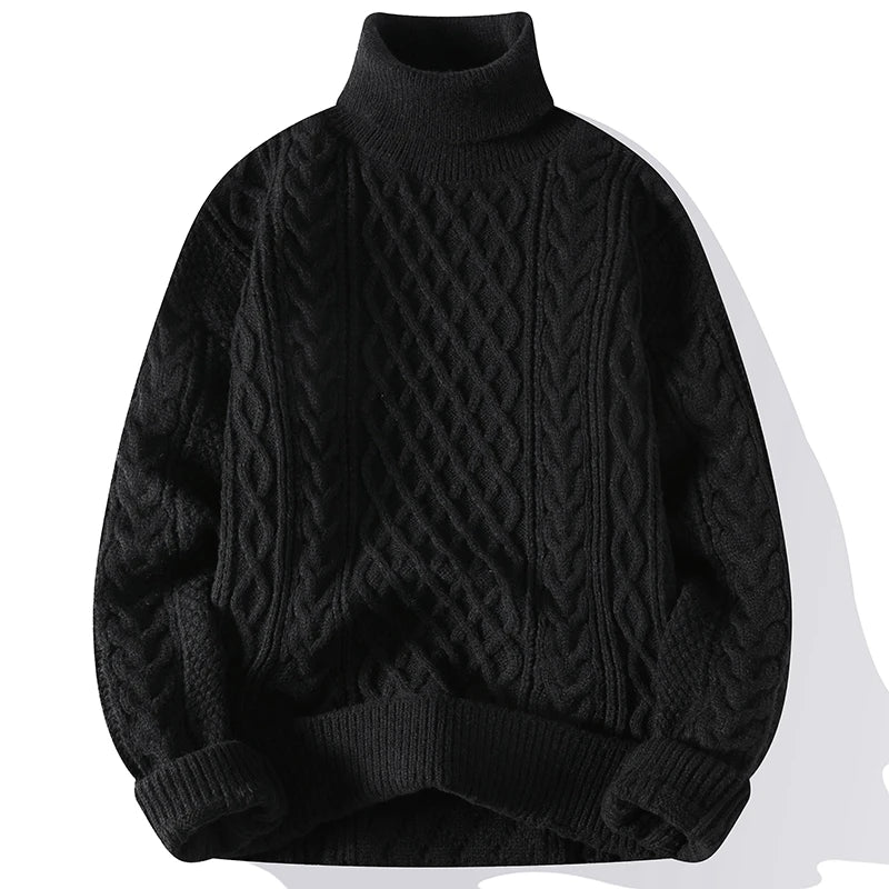 High Quality Mens Turtleneck Sweaters Pullover Solid Color Knitted Sweater Men Casual Pullovers Autumn Winter Warm Knitwear Man