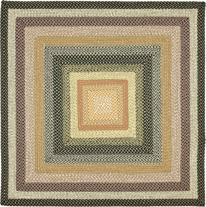 Washable Rug Braided Collection - 8' Square, Multi, Weather Resistant & Easy Cleaning, Ideal for Patio, Backyard, Mudroom, Deck, Dining Space (BRD308A)