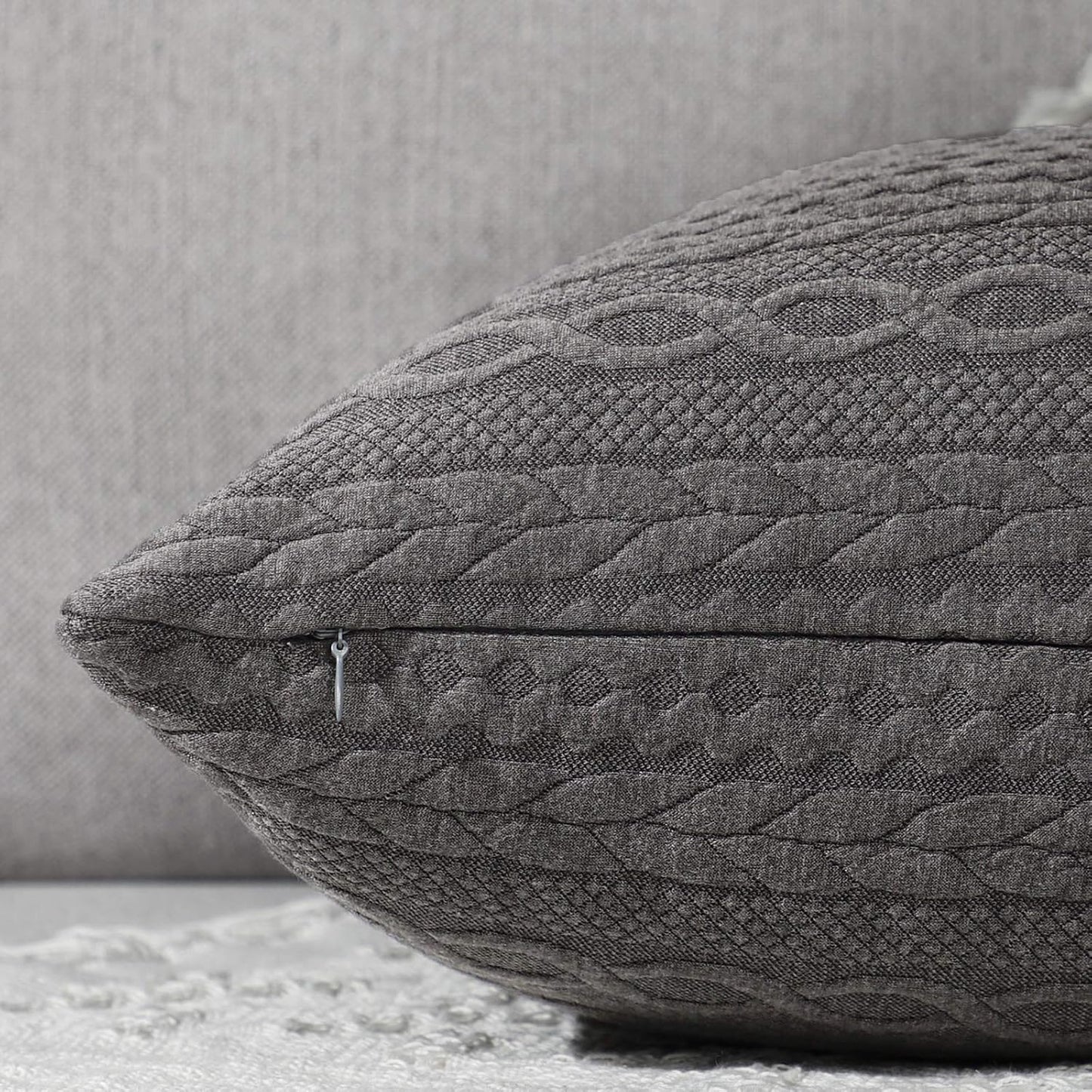 Pack of 2 Super Soft Decorative Throw Pillow Covers Square Cushion Cases Pillowcases for Couch Sofa Bedroom Car Modern Embossed Patterned,18 X 18 Inch,Grey