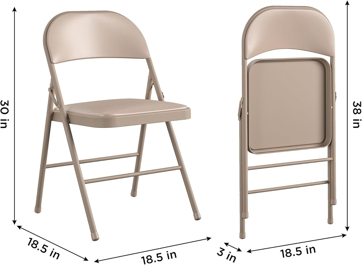 Vinyl Folding Chair, 4 Pack, Antique Linen
