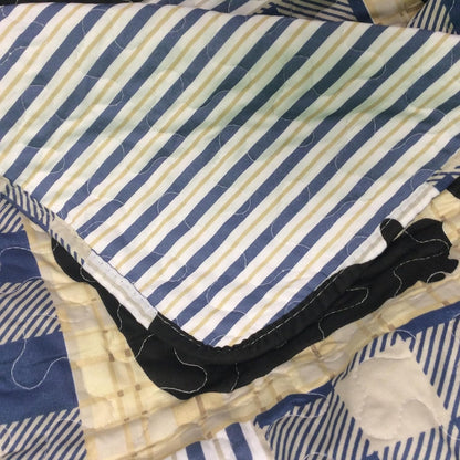 3 Piece King Lodge Quilt Bedding Set - Black Bear Plaid - Rustic Cabin Country Reversible Camping Comforter Set with Decorative Pillow Shams, Blue/Black