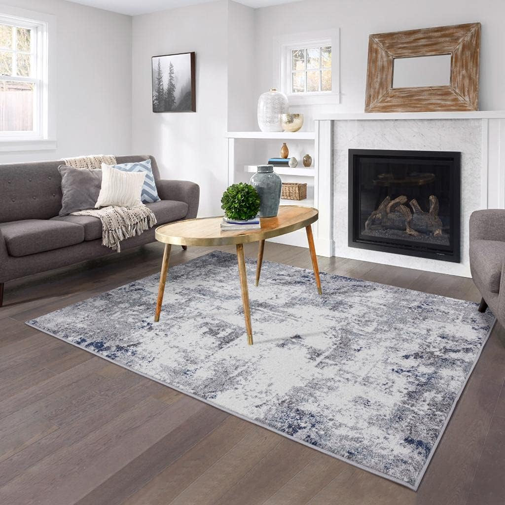 Hampstead Abstract Area Rug - Medium Pile, Modern Area Rug, Ivory / 8 X 10