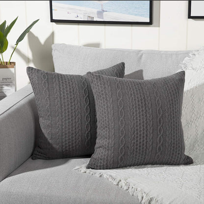 Pack of 2 Super Soft Decorative Throw Pillow Covers Square Cushion Cases Pillowcases for Couch Sofa Bedroom Car Modern Embossed Patterned,18 X 18 Inch,Grey