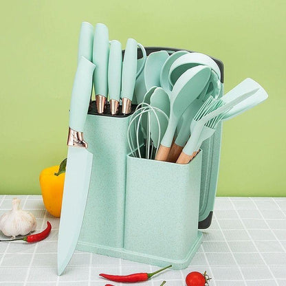 Kitchen Utensils Set, 19Pcs/Set Silicone Kitchen Utensils Set, Household Cutting Cooking Utensils Set, Home Kitchen Supplies