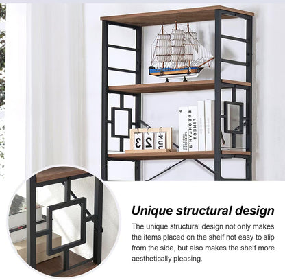 Tall Bookshelf, 84 Inch Industrial Bookshelf with Metal Frame and Open Shelves, 7 Tier Metal Bookshelves and Bookcases, Rustic Tall Book Shelf for Office, Living Room and Bedroom, Brown