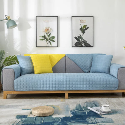 Sofa Cushion Plush Non-Slip Thickened Sofa Cover Cushion Flannel Sofa Cover Universal Solid Color Dust-Proof Sofa Seat Cover