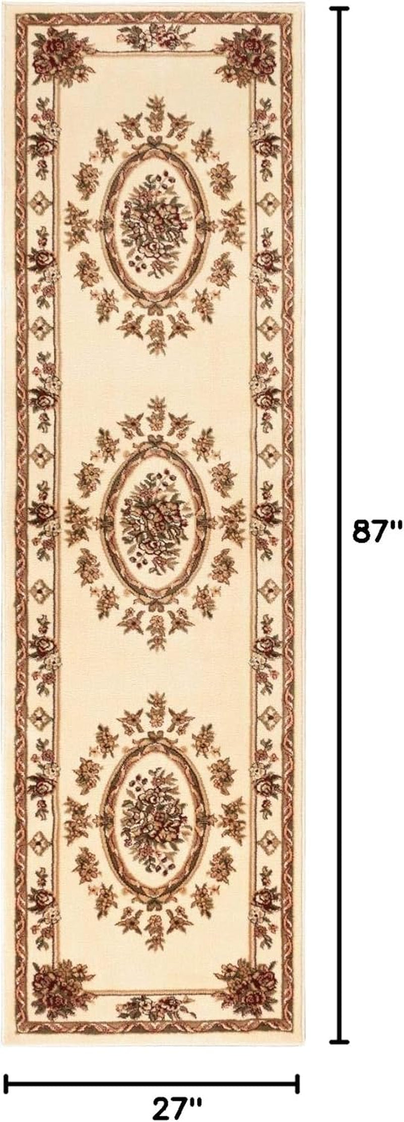 Timeless Collection Le Petit Palais Ivory 2X7 Runner Luxurious Traditional French Medallion Oriental Area Rug Perfect for Living Room Bedroom or Dining Room Easy-To-Clean Durable Design