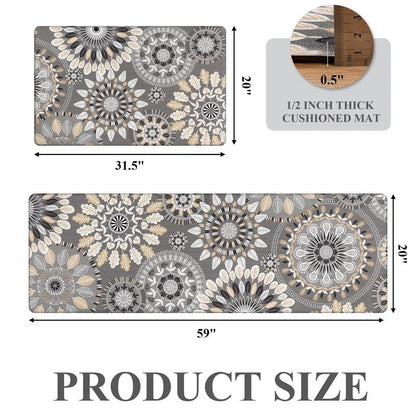 [Fallfreshness] HEBE anti Fatigue Kitchen Rug Sets 2 Piece Non Slip Kitchen Mats for Floor Cushioned Kitchen Rugs and Mats Waterproof Comfort Standing Mat Runner for Kitchen, Home Office, Sink, Laundry