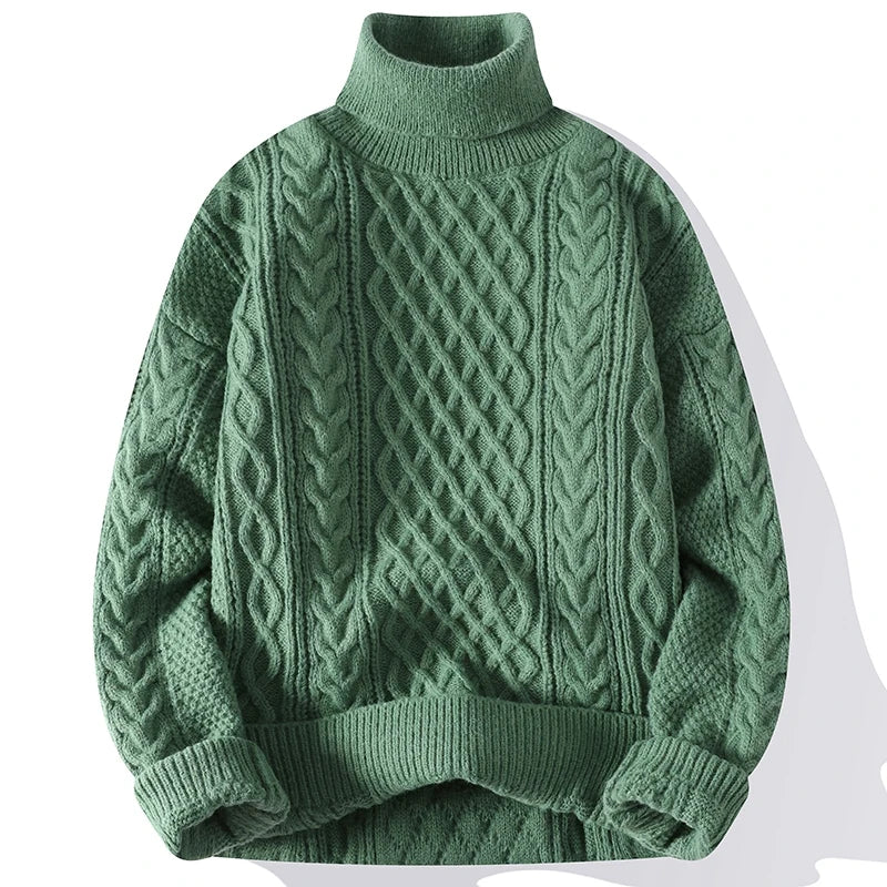 High Quality Mens Turtleneck Sweaters Pullover Solid Color Knitted Sweater Men Casual Pullovers Autumn Winter Warm Knitwear Man