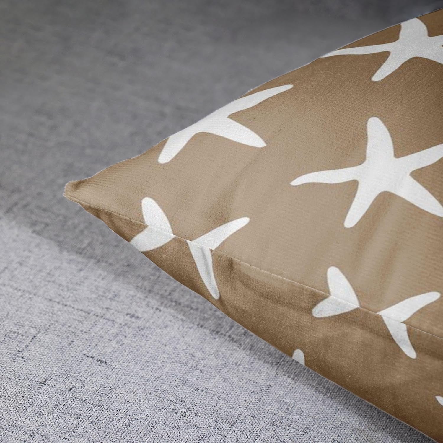 Set of 4 Throw Pillow Covers Beach Starfish Words Rules Holiday Summer Nautical Anchor Distressed Taupe Decorative Pillow Cases Home Decor Square 18X18 Inches Pillowcases