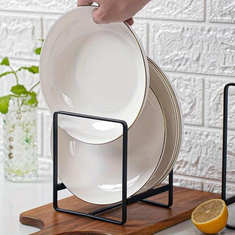 Stainless Steel Dish Rack, 2 Counts/Set Space Saving Vertical Plate Holder, Kitchen Storage Rack, Kitchen Cabinet Organizers, Kitchen Organizer for Plates, Cutting Boards, Pot Lids, Kitchen Utensils Holder, Kitchen Organization