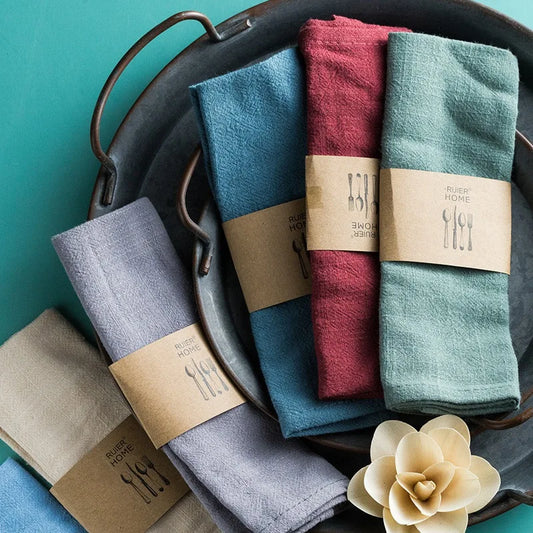 Nordic Cotton Linen Tea Napkin, Table Handkerchief, Cloth for Dinner Party, Restaurant Bowl, Teapot Cleaning Towel