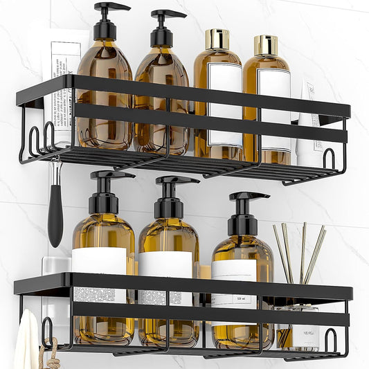 Shower Caddies 2 Pack - Adhesive Hanging Shower Shelf - Bathroom Organizers and Storage, No Drilling Stainless Shower Shelves for Home Decor, Bathroom Accessories