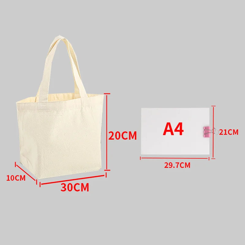 Large Capacity Canvas Shopping Bags DIY Painting Pattern Handbag Folding Eco-Friendly Cotton Tote Bags